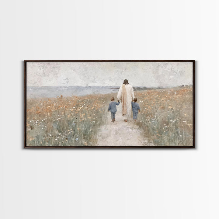 Field Of Gentle Light | Framed Canvas Print | Christian Decor | Jesus Painting | Christian Art Canvas | Christian Wall Art | Christian Art