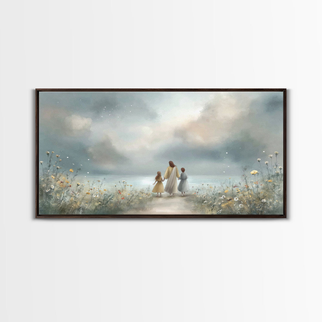 Distant Shore Peace – Framed Canvas Print – Christian Art Canvas – Christian Wall Art – Jesus Painting – Christian Decor – Christian Art