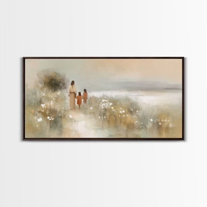 Golden Coast Promise – Framed Canvas Print – Christian Art – Jesus Painting – Christian Art Canvas – Christian Wall Art – Christian Decor