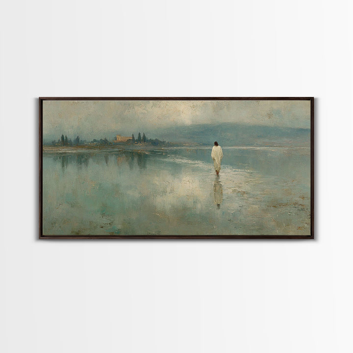 Silent Water Path, Framed Canvas Print, Christian Art Canvas, Jesus Painting, Christian Wall Art, Christian Gift Ideas, Christian Christmas