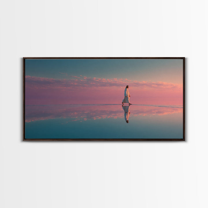 Blush Sky Promise, Framed Canvas Print, Christian Art Canvas, Christian Wall Art, Jesus Painting, Christian Christmas Art, Christian Gift I