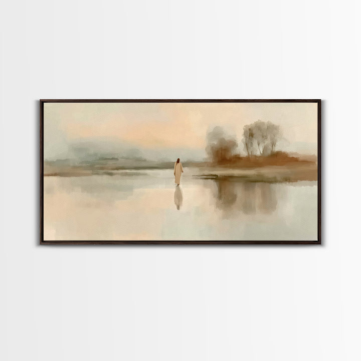 Quiet River Grace – Framed Canvas Print – Jesus Painting – Christian Art Canvas – Christian Wall Art – Christmas Art – Christian Christmas