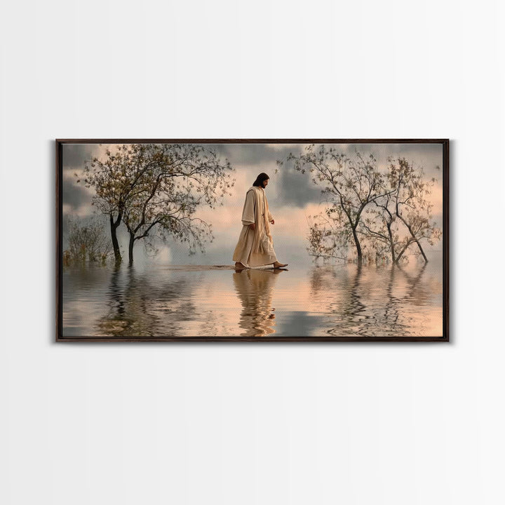 Twilight Shepherd Peace – Framed Canvas Print – Christian Christmas Art – Christmas Art – Christian Wall Art – Jesus Painting – Christian A