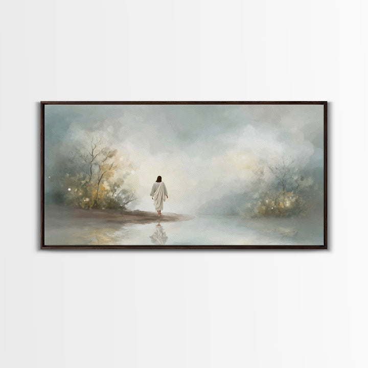 Sacred Still Waters – Framed Canvas Print – Christian Art Canvas – Jesus Painting – Christian Christmas Art – Christmas Art – Christian Wal