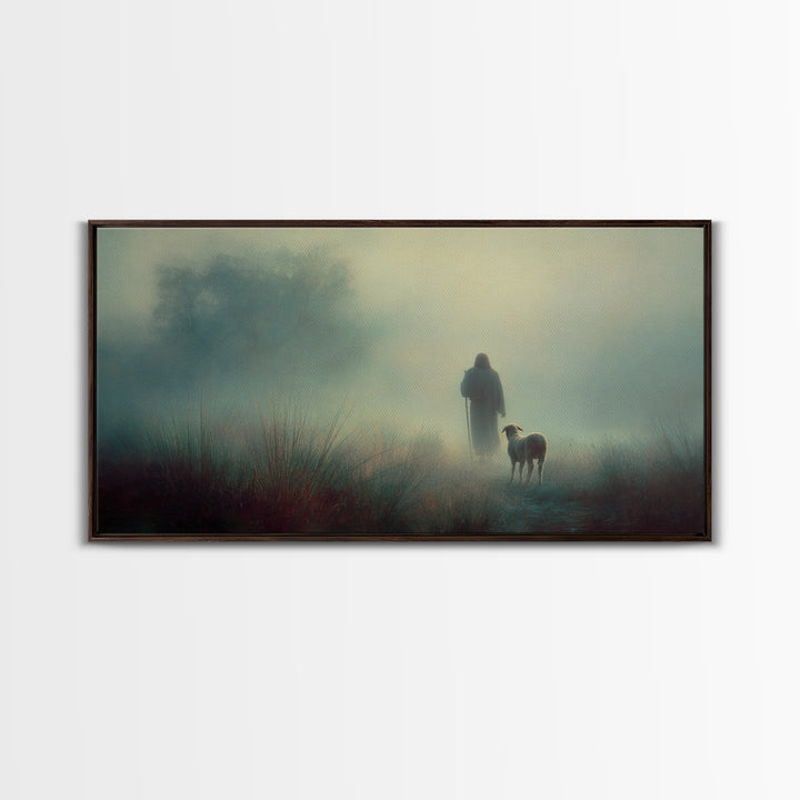 Autumn Shepherd Calm – Framed Canvas Print – Christian Wall Art – Christian Art Canvas – Christian Christmas Art – Jesus Painting – Faith