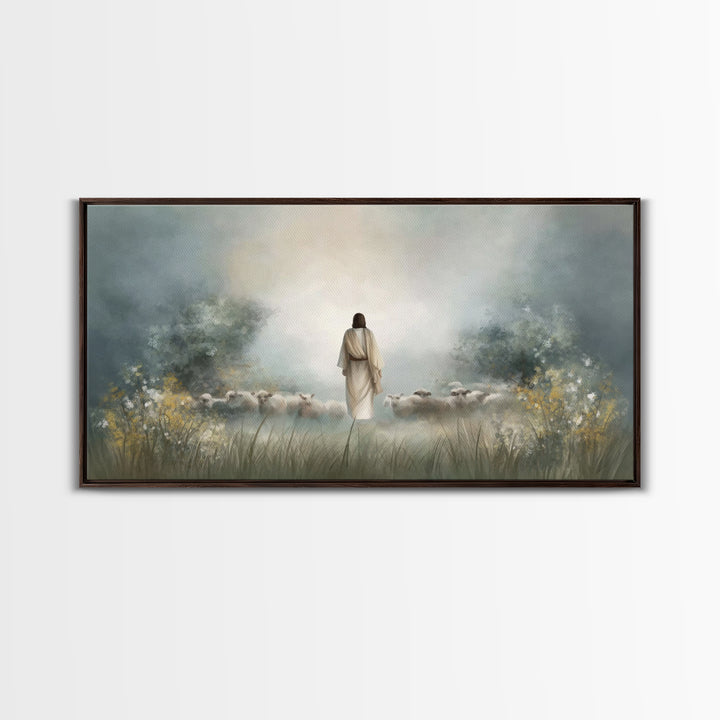Radiant Flock Dawn – Framed Canvas Print – Jesus Painting – Christian Art Canvas – Christian Wall Art – Christian Christmas Art – Faith Art