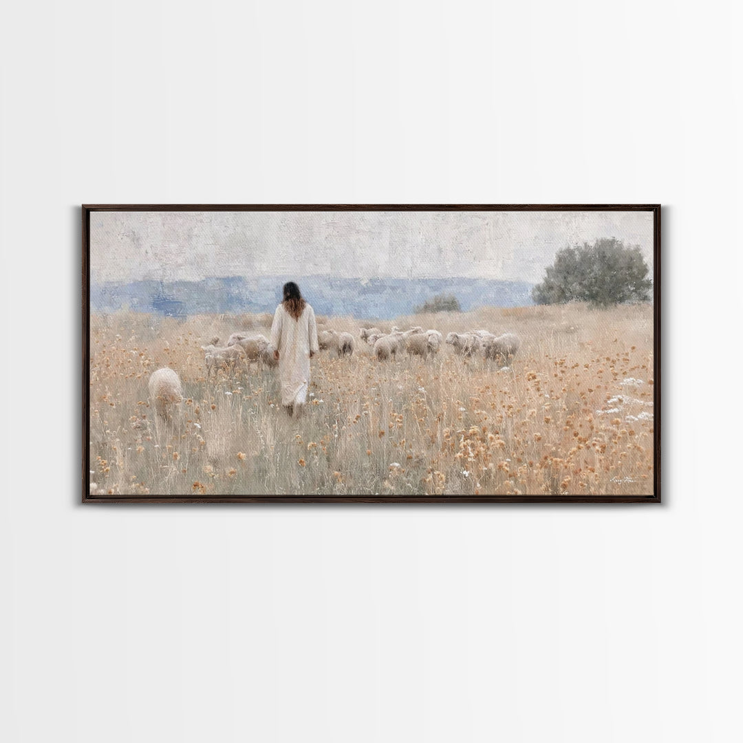 Shepherds Of Grace – Framed Canvas Print – Christian Wall Art – Jesus Painting – Christian Art Canvas – Christian Christmas Art – Christian
