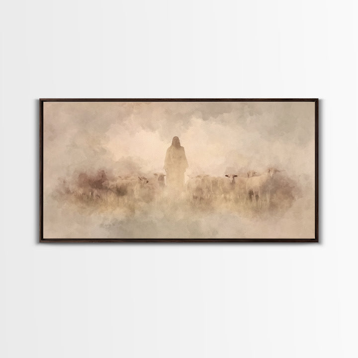Clouded Holy Calm, Framed Canvas Print, Christian Art Canvas, Christian Wall Art, Jesus Painting, Christian Christmas Art, Modern Christian