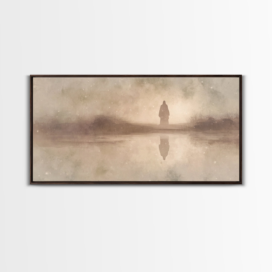 Silent Winter Path, Framed Canvas Print, Christian Art Canvas, Christian Art, Christian Wall Art, Jesus Painting, Christian Christmas Art