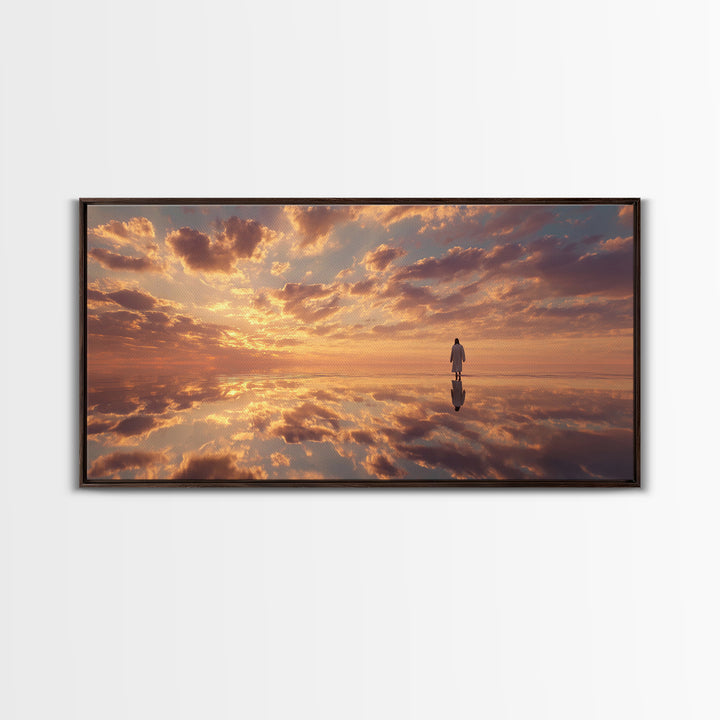 Heaven’s Horizon Walk – Framed Canvas Print – Christian Wall Art – Jesus Painting – Christian Art Canvas – Christian Art – Christmas Art –