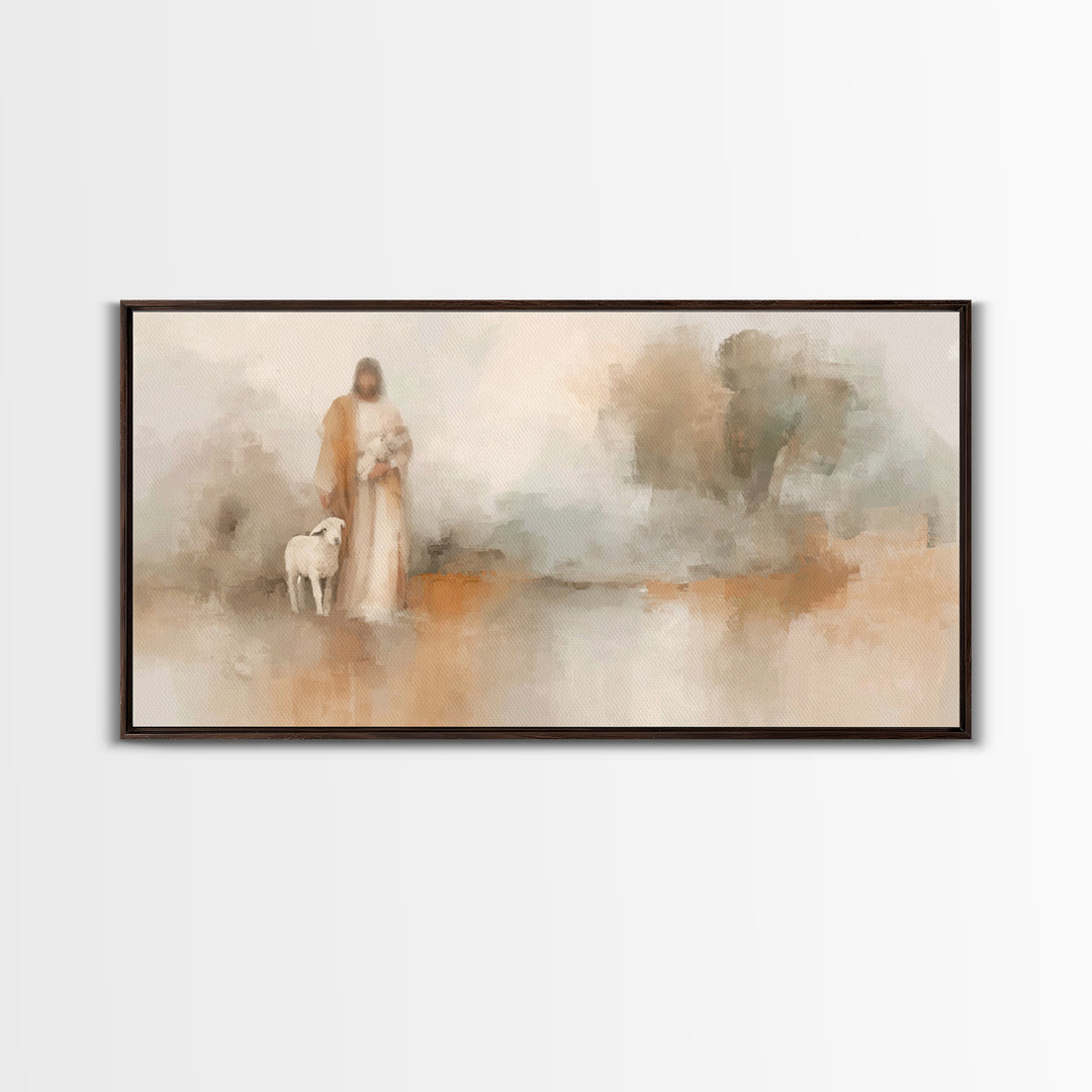 Soft Mercy Walk, Framed Canvas Print, Christian Art Canvas, Jesus Art Print, Christmas Decor, Christian Wall Art, Subtle Christian Art