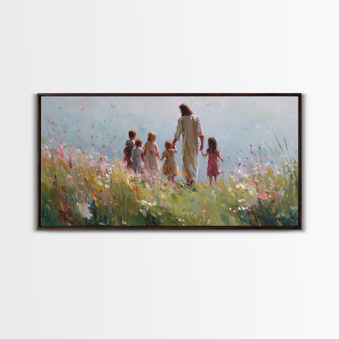 Field Of Blessings, Framed Canvas Print, Christian Art Canvas, Christian Wall Art, Jesus Painting, Christian Christmas Art, Christian Gift