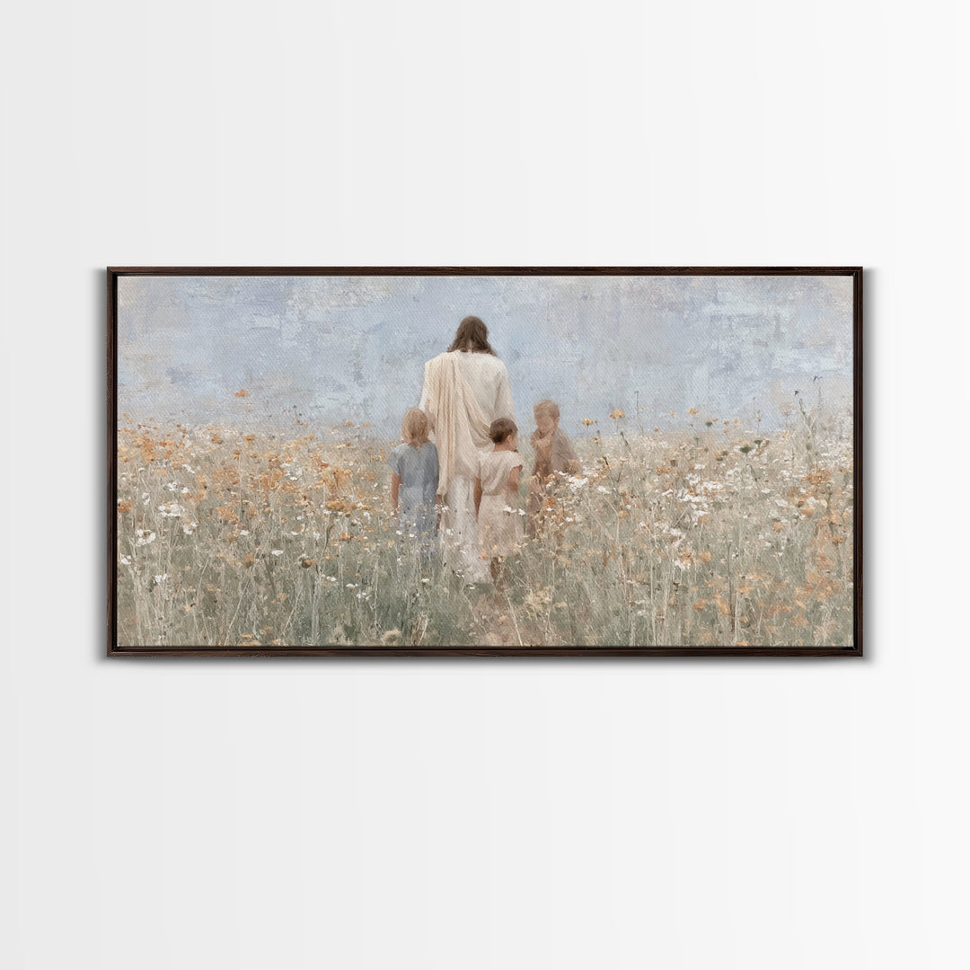 Floral Grace Path | Framed Canvas Print | Christian Wall Art | Christian Art Canvas | Jesus Painting | Christmas Art Prints | Christian Dec