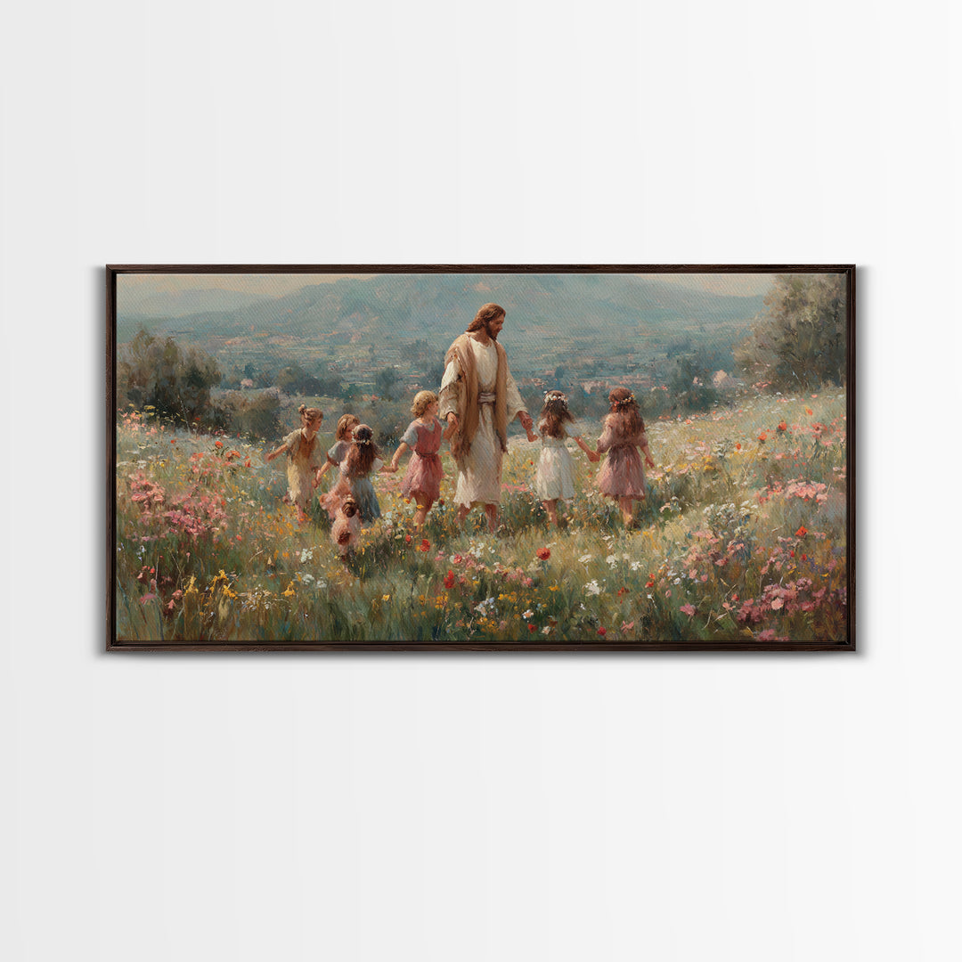 Garden Of Promise – Framed Canvas Print – Christian Art Canvas – Jesus Painting – Christian Wall Art – Christmas Art Prints – Christian Gif