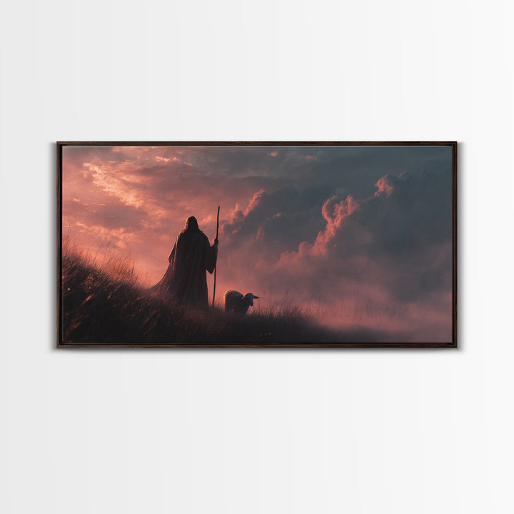 Shepherd’s Peace – Framed Canvas Print – Christian Art Canvas – Jesus Painting – Christmas Art Work – Christian Wall Art – Christian Gift