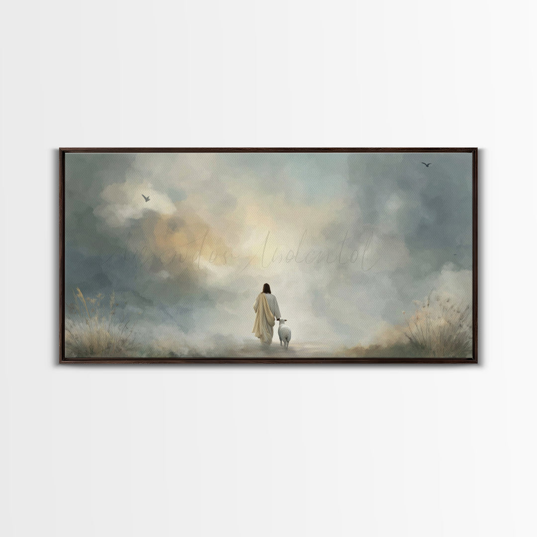 Still Waters Path – Framed Canvas Print – Christian Wall Art – Jesus Painting – Subtle Christian Art – Christian Art Canvas – Christian Chr