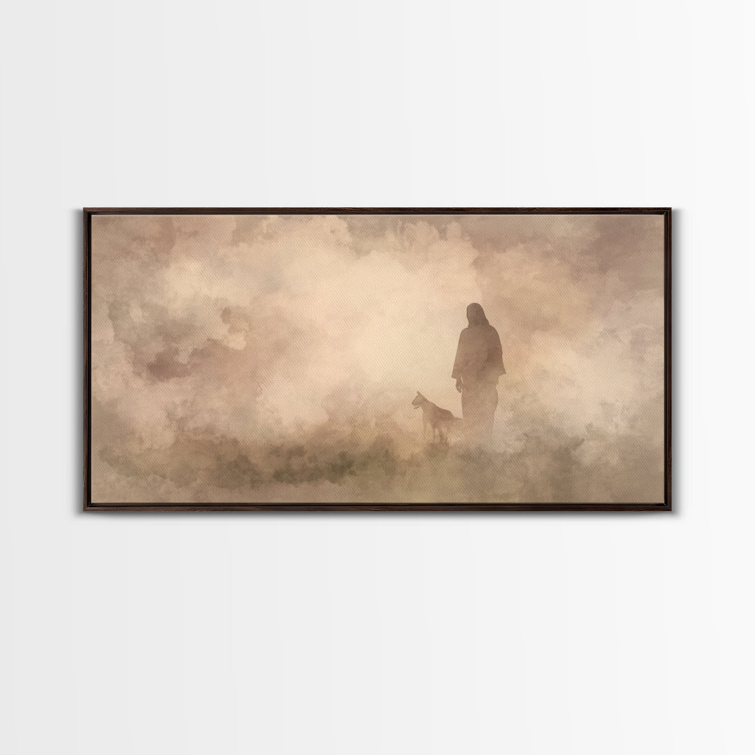 The Silent Shepherd – Framed Canvas Print – Christian Wall Art – Jesus Painting – Christian Art Canvas – Moody Christian Art – Christian De