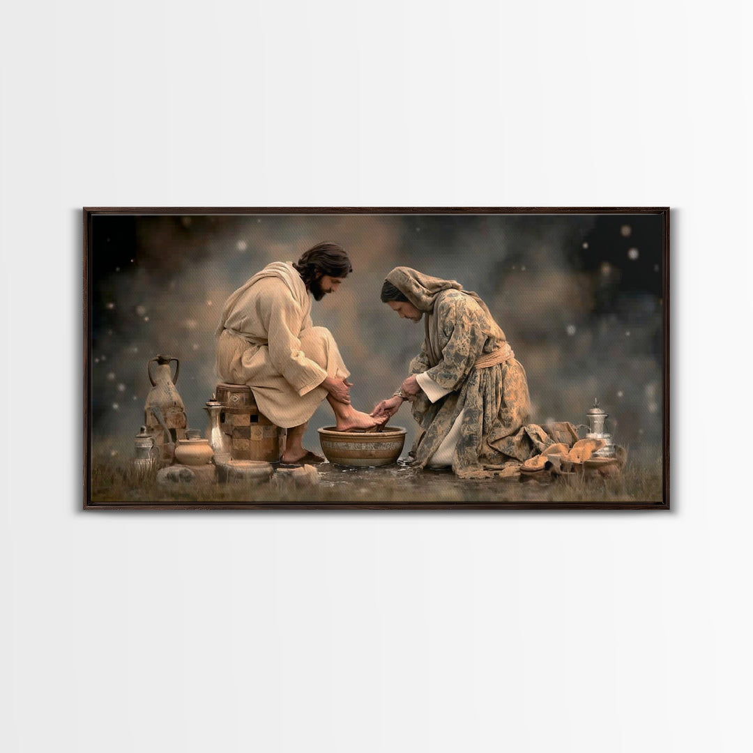 Humble Offering – Framed Canvas Print – Jesus Painting – Christian Art Canvas – Christian Wall Art – Vintage Christian Art – Christian Gift