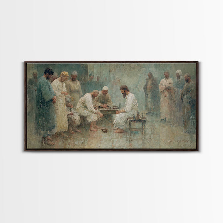 Gathered In Faith – Framed Canvas Print – Christian Art Canvas – Christian Wall Art – Jesus Painting – Subtle Christian Paintings – Christi