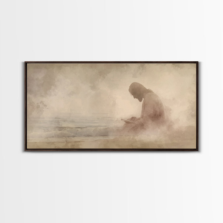 Quiet Harvest Light, Framed Canvas Print, Christian Wall Art, Christian Art Canvas, Abstract Christian Art, Moody Christian Art, Modern Jes