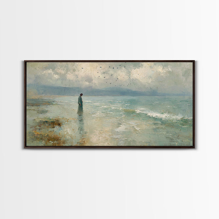 Haven of Peace | Framed Canvas Print | Christian Wall Art | Jesus Canvas Art | Modern Christian Painting | Blue Christian Art | Christian G