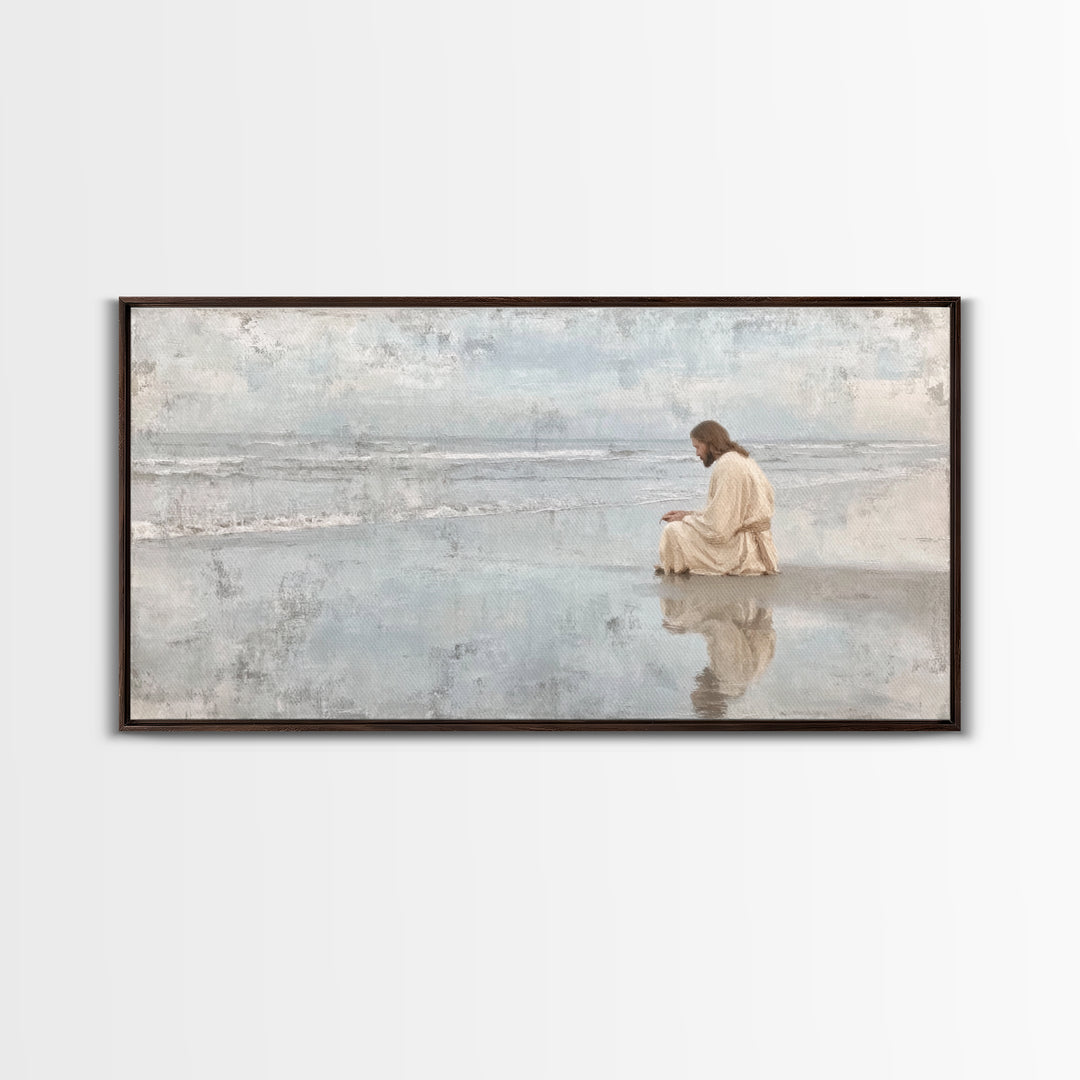 Morning Tide Hope, Framed Canvas Print, Christian Art Prints, Large Christian Art, Moody Christian Art, Christian Painting, Retro Christmas