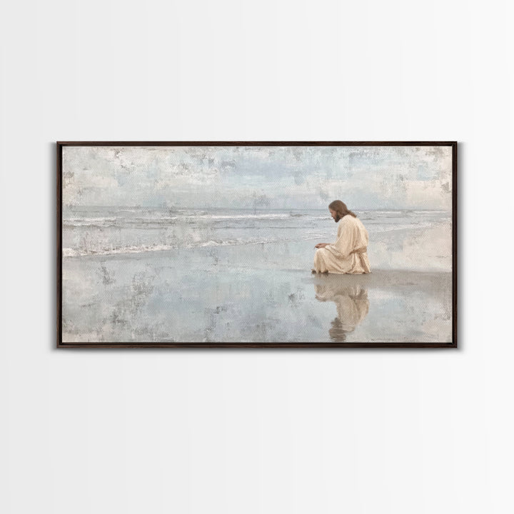 Morning Tide Hope, Framed Canvas Print, Christian Art Prints, Large Christian Art, Moody Christian Art, Christian Painting, Retro Christmas