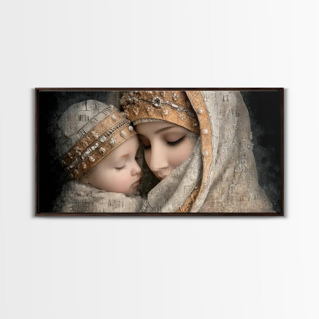Holy Mother Grace | Framed Canvas Print | Mary and Jesus Painting | Christian Wall Art | Christian Art Print | Vintage Christian Art | Chri