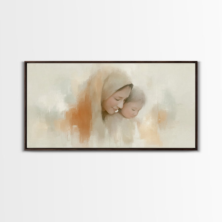 Gentle Dawn – Framed Canvas Print – Christian Art Canvas – Christian Wall Art – Mary And Jesus Painting – Christmas Art – Christian Christm