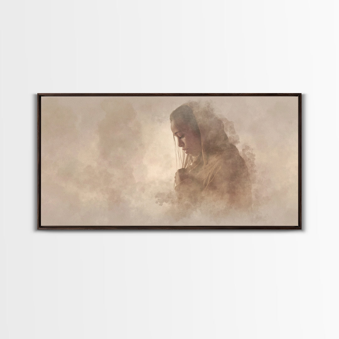 Sacred Stillness – Framed Canvas Print – Christmas Art – Christian Art Canvas – Large Christian Art – Jesus Painting – Christian Wall Art