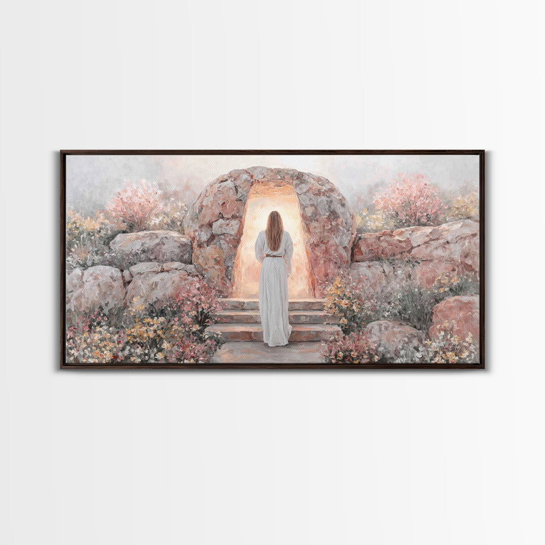 Path Of Light – Framed Canvas Print – Christmas Art – Jesus Painting – Christian Art Canvas – Large Christian Art – Christian Wall Art