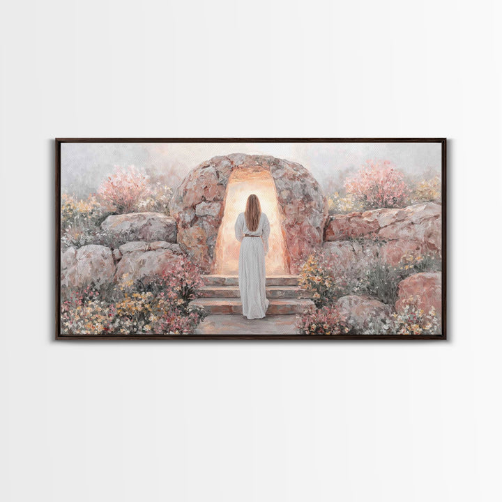 Path Of Light – Framed Canvas Print – Christmas Art – Jesus Painting – Christian Art Canvas – Large Christian Art – Christian Wall Art