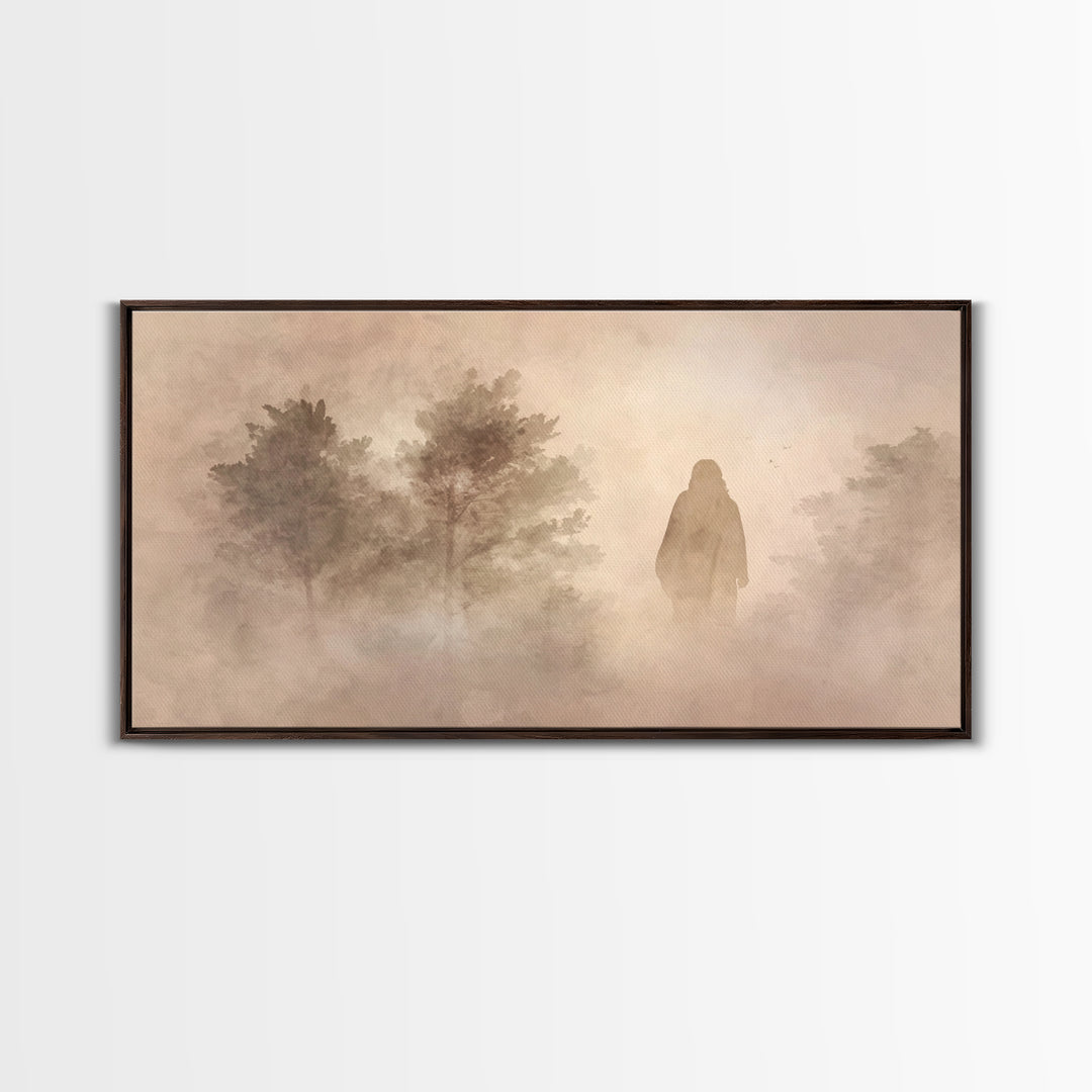 Silent Dawn Walk – Framed Canvas Print – Christian Wall Art – Christian Art Canvas – Jesus Painting – Christian Christmas Art – Art Print