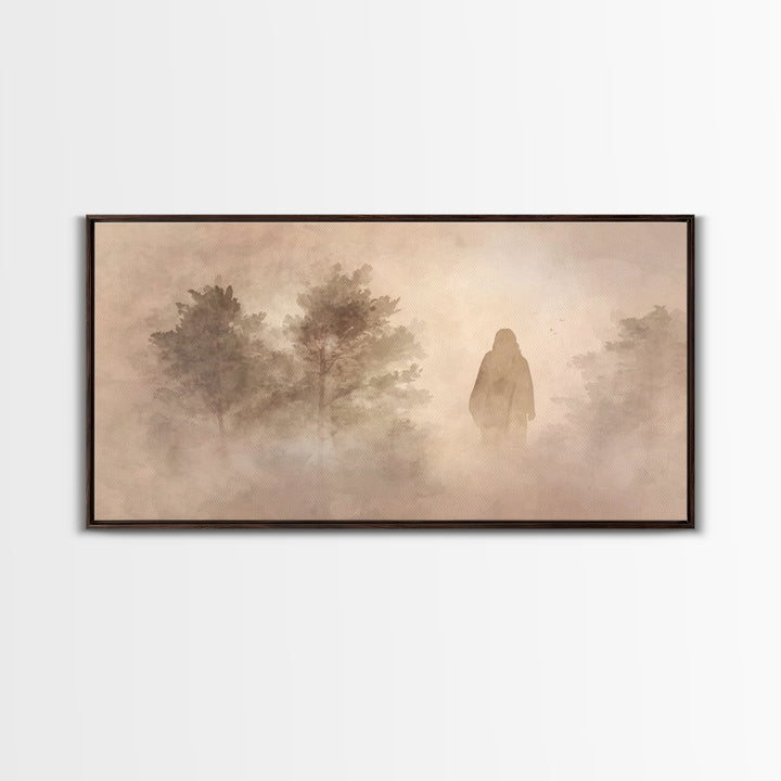 Silent Dawn Walk – Framed Canvas Print – Christian Wall Art – Christian Art Canvas – Jesus Painting – Christian Christmas Art – Art Print