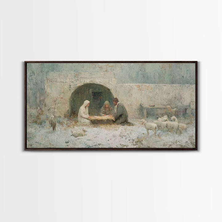 Bethlehem Peace – Framed Canvas Print – Christian Wall Art – Vintage Christian Art – Christian Art Canvas – Birth Of Jesus Painting