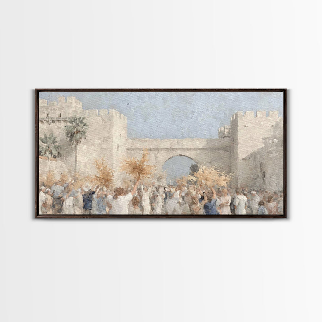 Palm Procession – Framed Canvas Print – Christian Christmas Art – Christian Art Canvas – Christian Wall Art – Jesus Painting