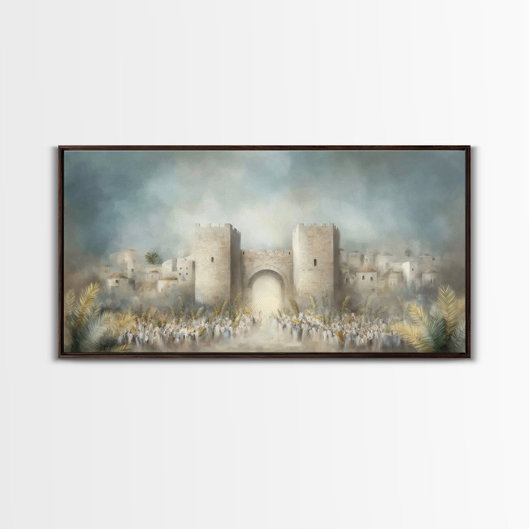 Triumphal Entry – Framed Canvas Print – Christian Art Canvas – Christian Painting – Christian Wall Art – Christian Christmas Decor