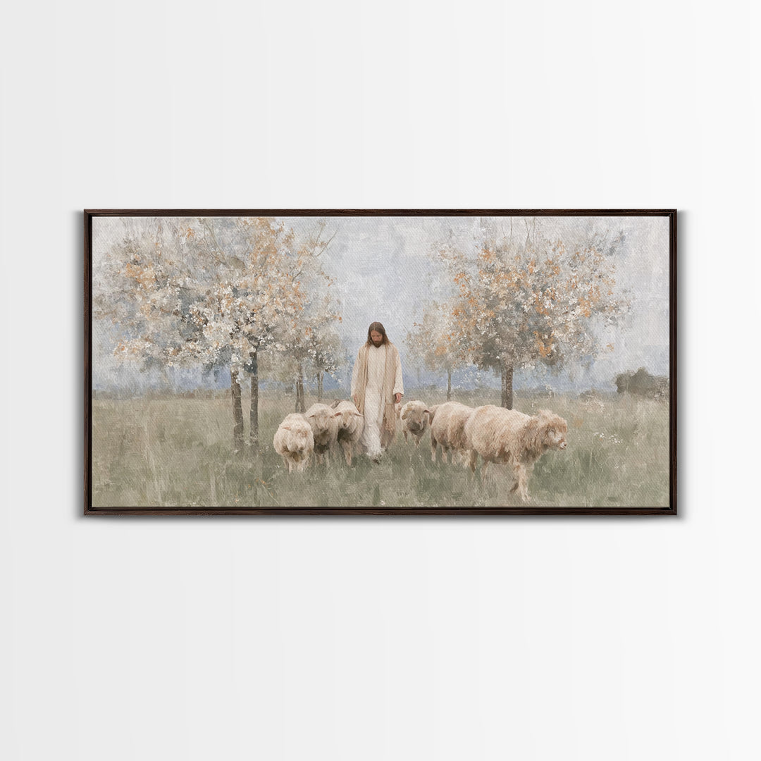 Shepherds Of Grace – Framed Canvas Print – Christian Wall Art – Jesus Painting – Christian Art Canvas – Christian Christmas Decor