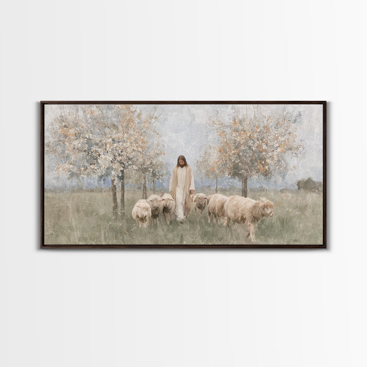 Shepherds Of Grace – Framed Canvas Print – Christian Wall Art – Jesus Painting – Christian Art Canvas – Christian Christmas Decor