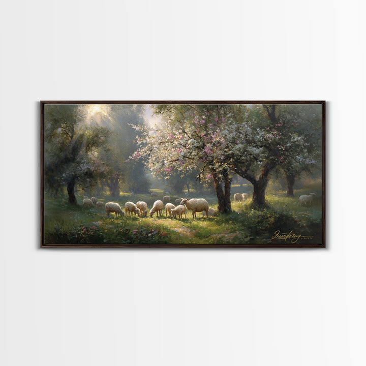 Garden Of Light | Framed Canvas Print | Christian Painting | Jesus Wall Art | Christian Gift Ideas | Vintage Christian Art