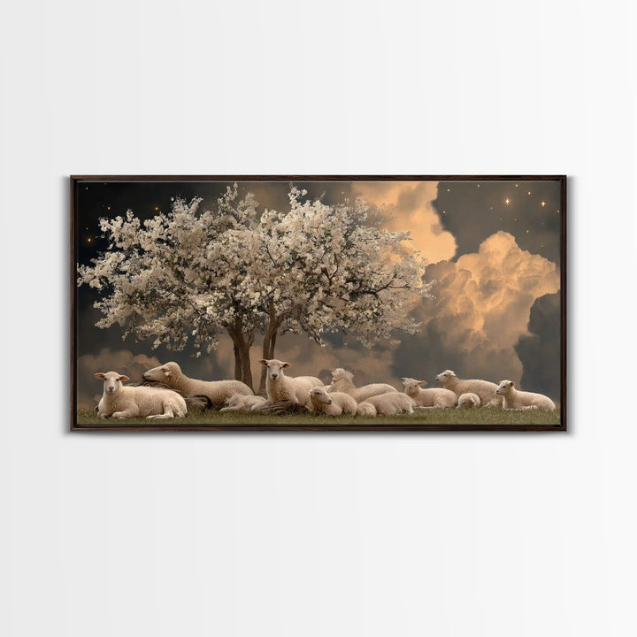Silent Orchard Hope | Framed Canvas Print | Christian Art Work | Jesus Painting | Christian Christmas Decor | Large Christian Art