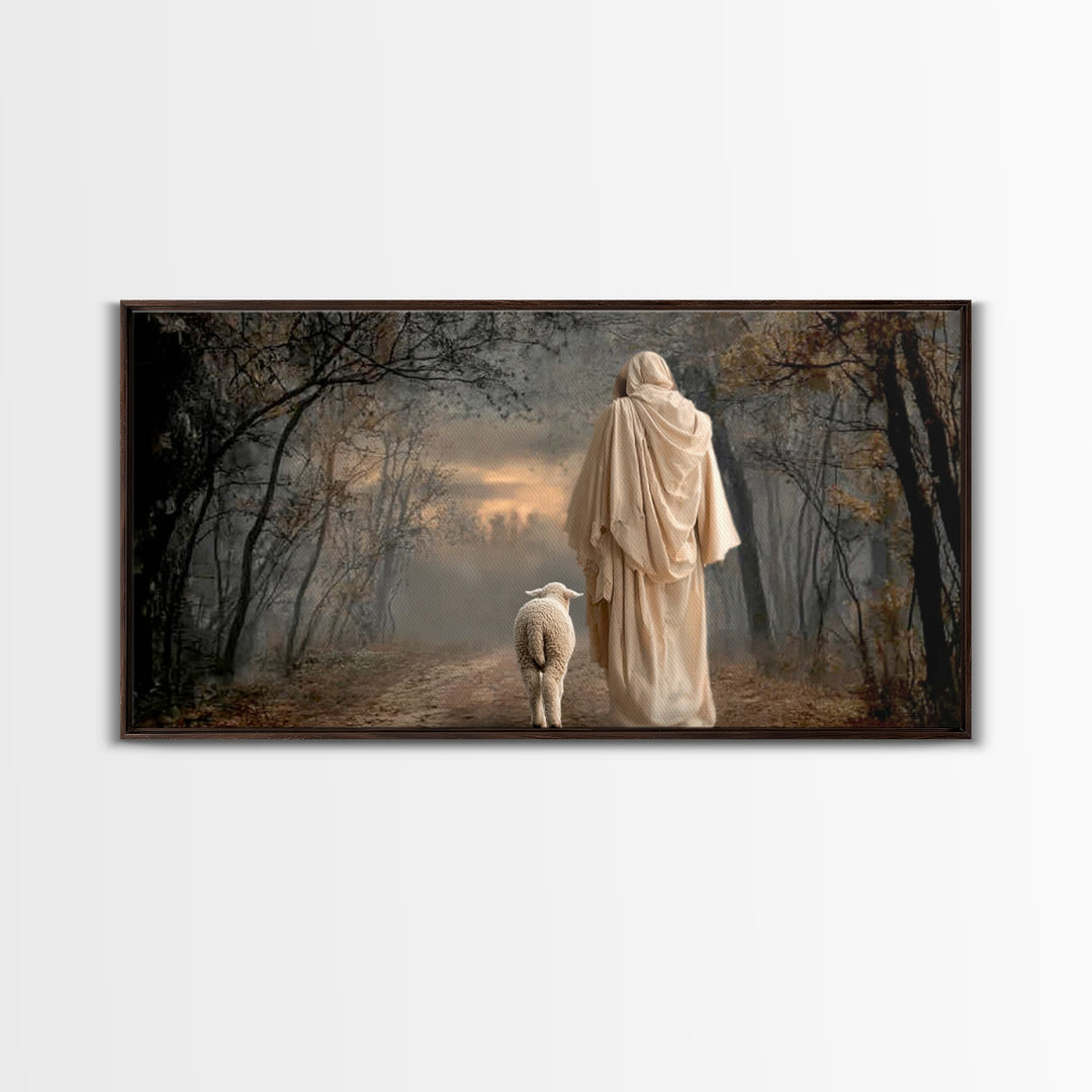 Guiding Shepherd - Framed Canvas Print - Jesus Painting - Christian Wall Art - Christian Christmas Decor - Christian Art Print