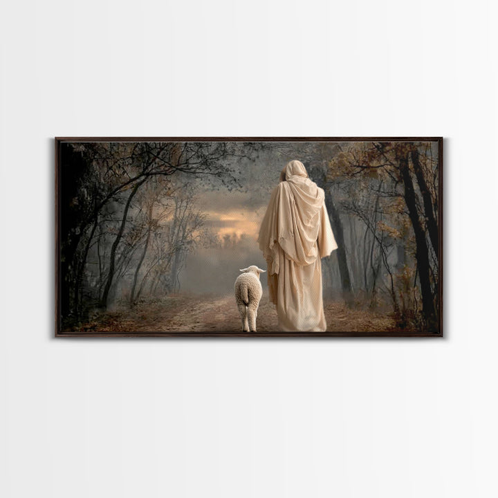 Guiding Shepherd - Framed Canvas Print - Jesus Painting - Christian Wall Art - Christian Christmas Decor - Christian Art Print