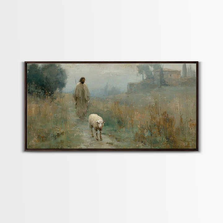 Shepherds Pathway – Framed Canvas Print – Christian Wall Art – Jesus Painting – Christian Art Canvas – Pastoral Scenery – Christian Decor