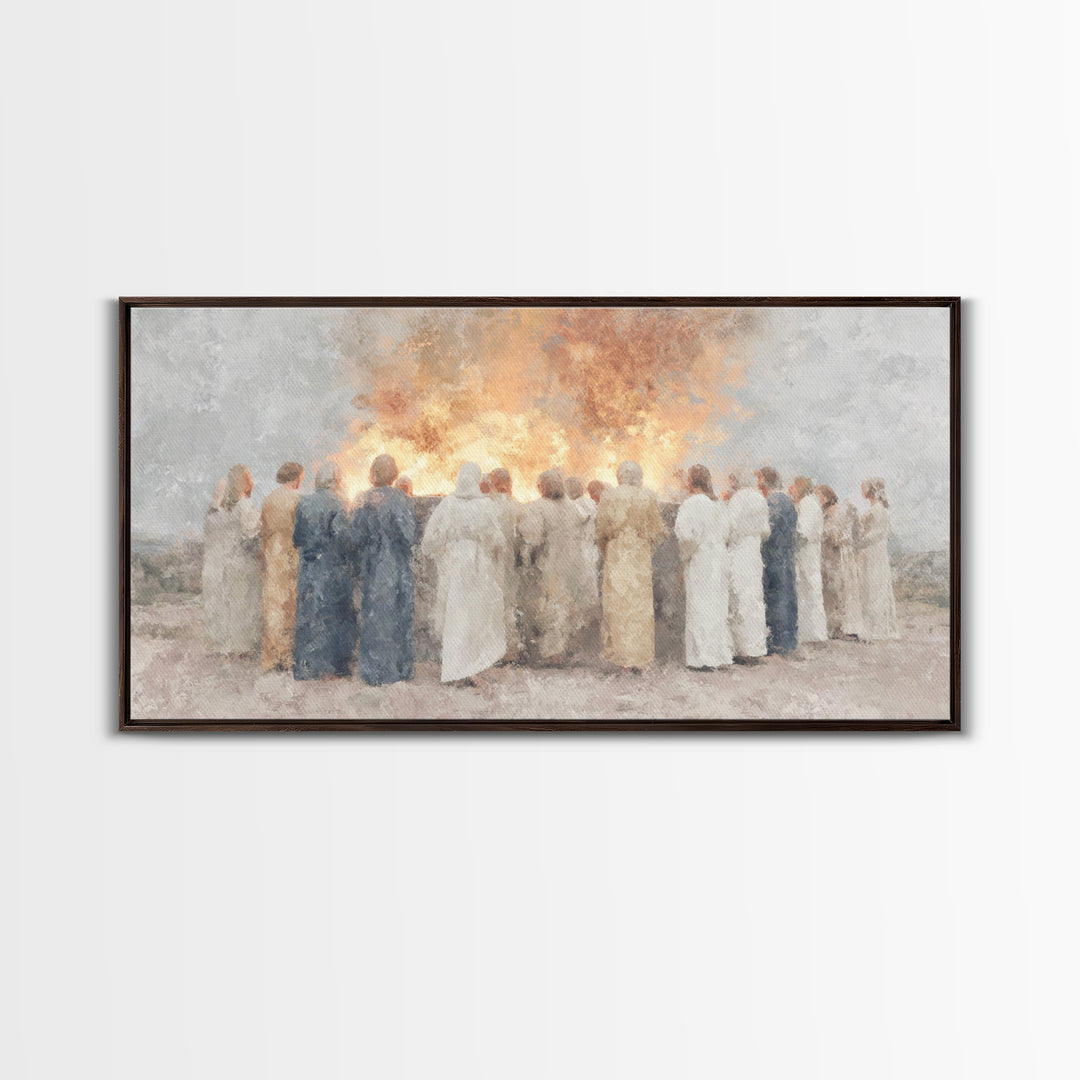 Sacred Gathering – Framed Canvas Print – Christian Wall Art – Jesus Painting – Christian Art Canvas – Christmas Art