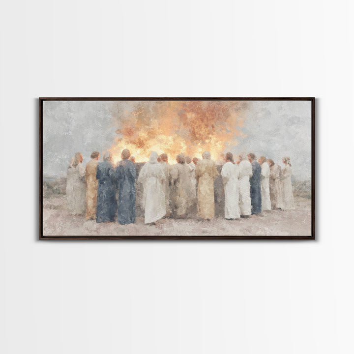 Sacred Gathering – Framed Canvas Print – Christian Wall Art – Jesus Painting – Christian Art Canvas – Christmas Art