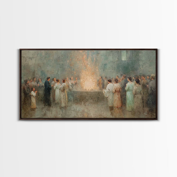 Holy Fire Circle, Framed Canvas Print, Christian Art Canvas, Christian Painting, Christmas Wall Art, Christian Christmas Art