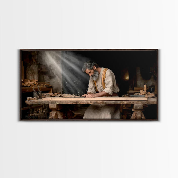 Workshop Of Faith – Framed Canvas Print – Christian Art Canvas – Christian Wall Art – Jesus Painting – Christian Decor – Christian Gift