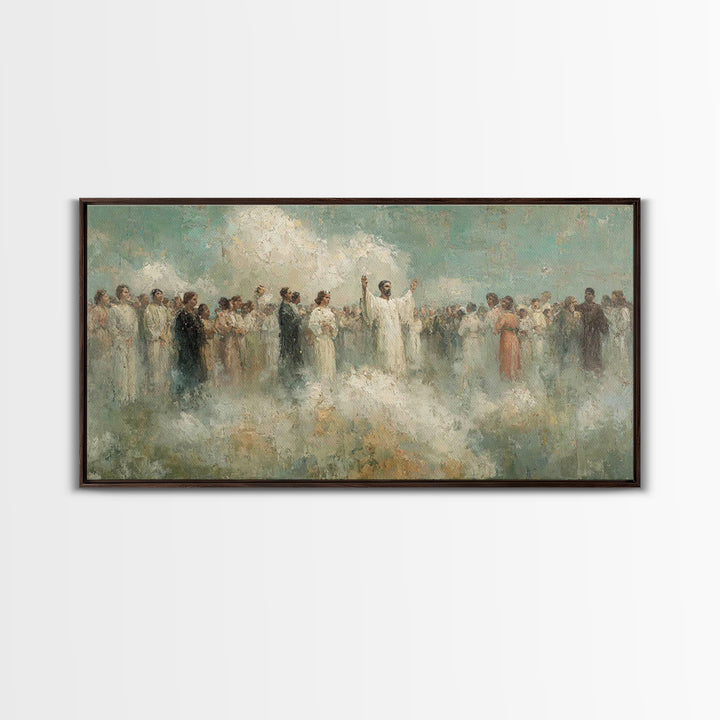 Heavenly Gathering – Framed Canvas Print – Christian Art Canvas – Christian Wall Art – Christian Christmas Art – Large Christian Painting –