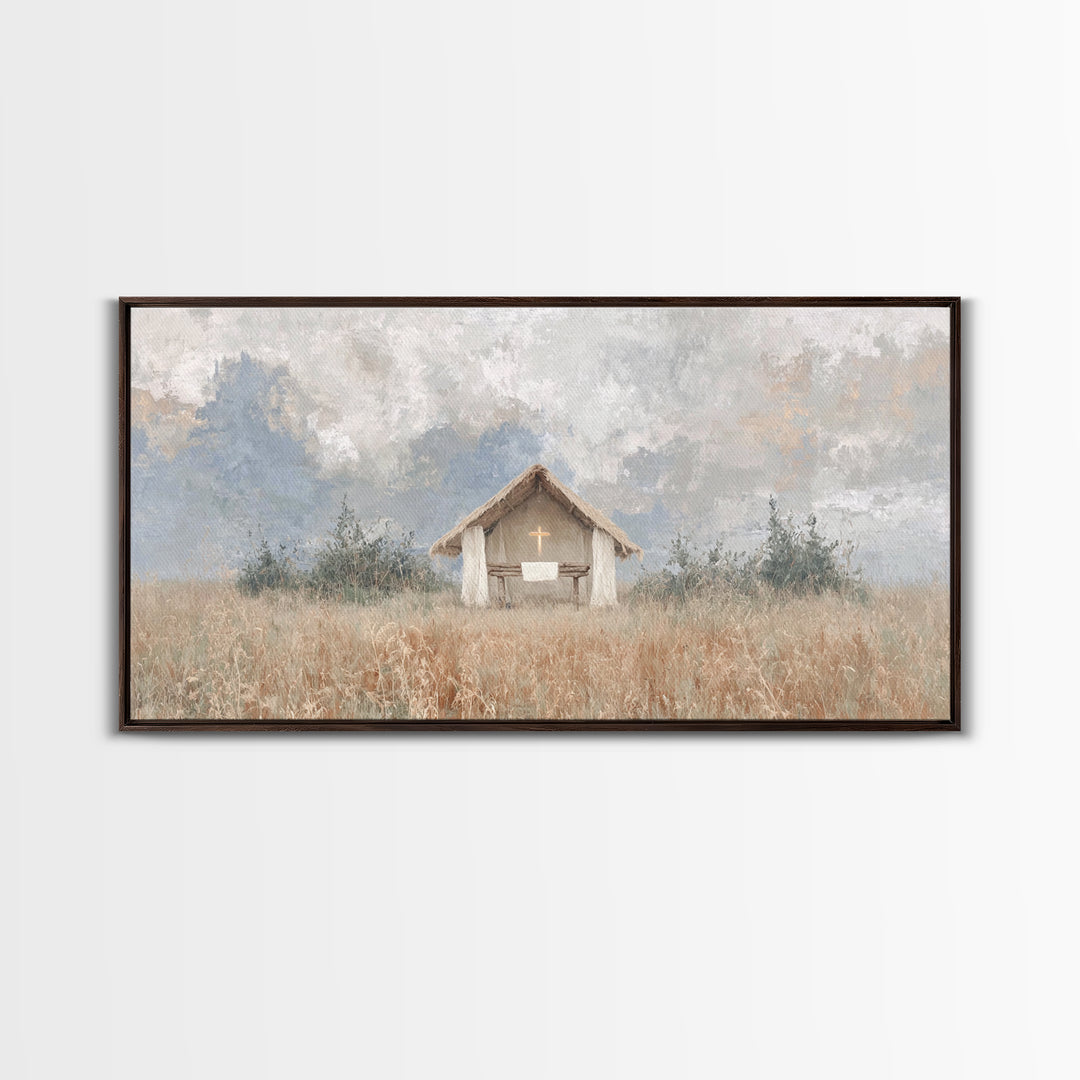 Fieldside Sanctuary – Framed Canvas Print – Christian Decor – Christian Wall Art – Minimalist Christian Art – Christian Art Canvas – Subtle